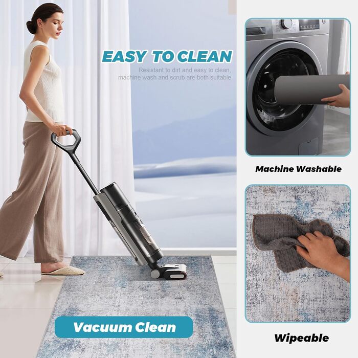 Килимок під офісне крісло 90x120 см, захист для підлоги, антиковзаюча підкладка, для ламінату та плитки (120 x 150 см, блакитно-сірий абстрактний)