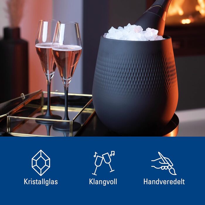 Набір келихів для шампанського Villeroy & Boch Manufacture Rock, 4 шт., 260 мл, чорний, кришталеве скло