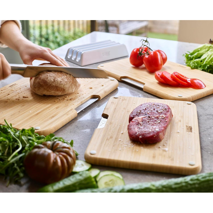 Набір дерев'яних обробних дощок Joseph Joseph Nest Boards (3 шт.), бамбук, нековзкі ніжки, металевий тримач