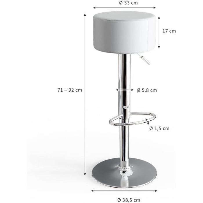 Набір стільців Vicco Bar 2, 38,5 x 92 см, білий