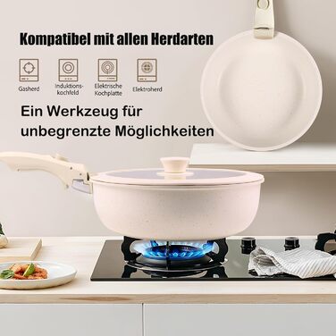 Набір кухонного посуду 11 предметів з антипригарним покриттям, знімні ручки, рожевий. Підходить для індукційних, газових плит, духовки та посудомийної машини. Без PFAS.