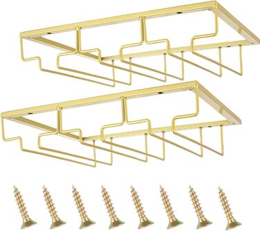 Тримач для келихів вина GBCHOOSE (2 шт.), золото, під шафу, для барів та кухні
