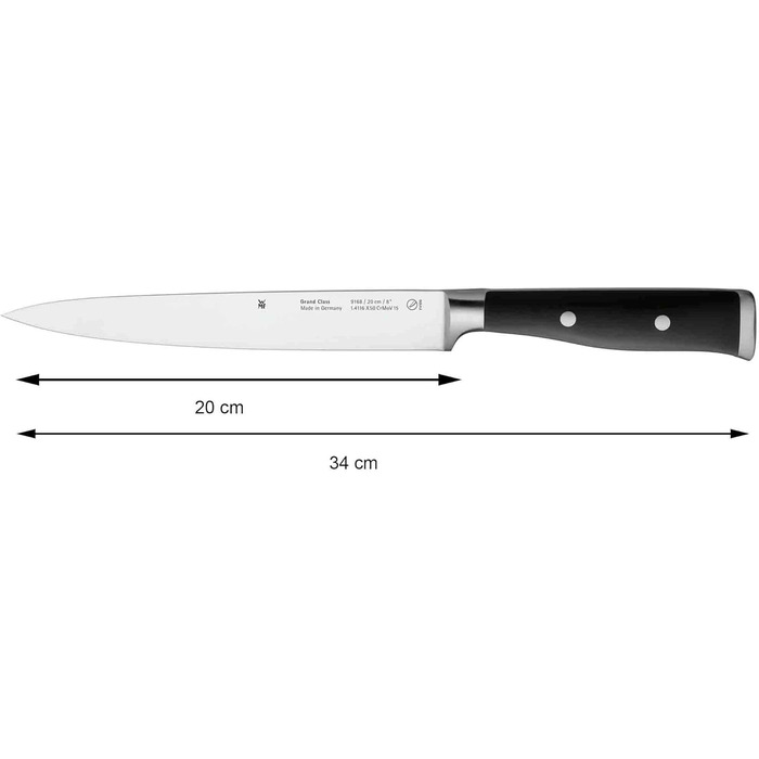 Набір ножів WMF Grand Class 6-частинний з бруском, нержавіюча сталь, Made in Germany