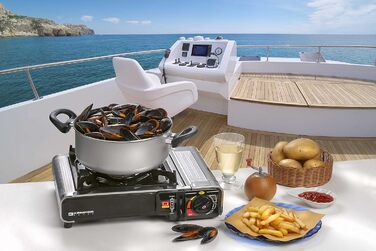 Газовий нагрівач KEMPER Nomade з нержавіючої сталі, 1900 Вт, Piezo-запалювання, подвійний захист, у кейсі