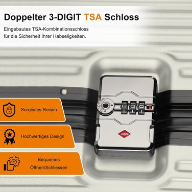 Набір валіз HOMELUX 3 шт. (M-L-XL) з ABS-пластику, сріблясті, з жорсткою обшивкою, з ручкою-телескопом, для подорожей