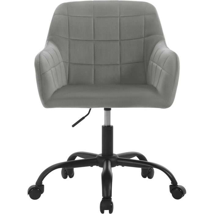 Офісний стілець WOLTU обертовий, ергономічний, з роликами, регульована висота, оксамит, темно-сірий/чорний для дому, офісу, спальні