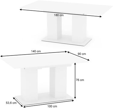 Розсувний обідній стіл Vicco Dix, дуб Goldkraft, 140 x 90 см, колір білий / Flyaway Orchidee