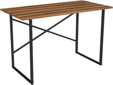 Письмовий стіл Tjeldsund Офісний стіл з металевим каркасом Робочий стіл для домашнього офісу Комп'ютерний стіл в промисловому дизайні (горіх, 120x60x75см)