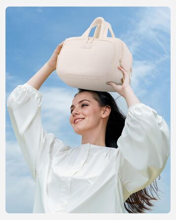 Сумка для косметики OVEVOOK велика, водонепроникна, з відділенням для мокрого, рожева (L, Бежева)