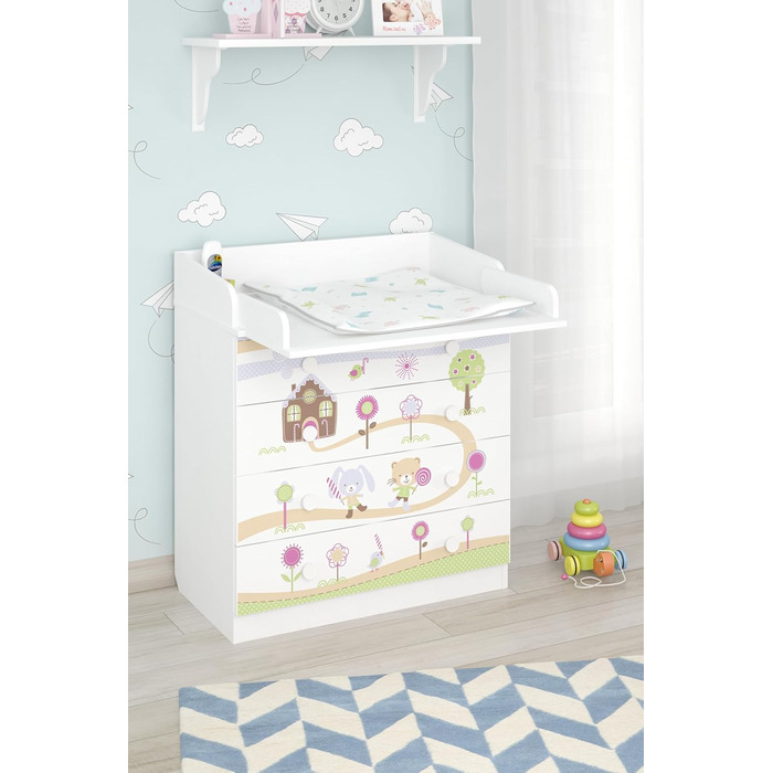 Комод-пеленальник Shefa Kids 800 білий - якісний комод з пеленальним столиком для дитячої кімнати