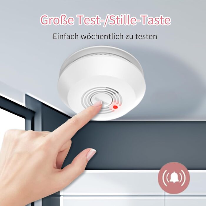 Пожежні сповіщувачі для дому та офісу з фотоелектричним датчиком 10 років, оптичний димовий сповіщувач на батарейці, 2 шт.