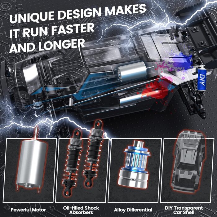 Радіокерований позашляховик DEERC 9206E 1:10 4WD, 48 км/год, 2 акумулятори, для дітей та дорослих