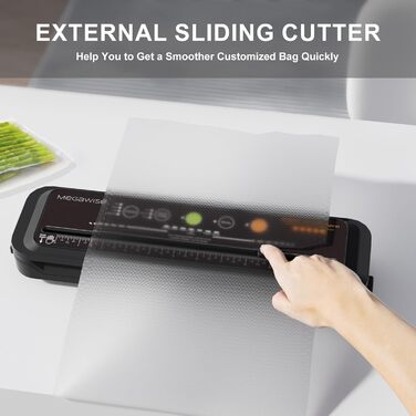 Вакууматор для продуктів MegaWise — потужна компактна машина для вакуумного запакування їжі, автоматична, One-Touch