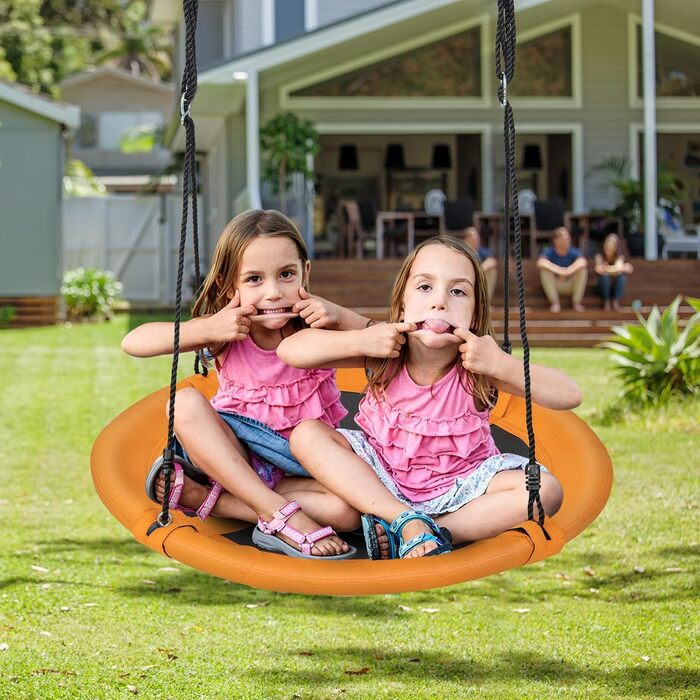 Дитяча гойдалка-гніздо COSTWAY, Ø 100 см, жовта - для дому та вулиці