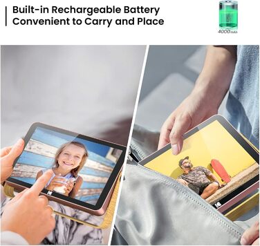 Цифровий фоторамка Kodak 10 дюймів з Wi-Fi, акумулятором та 32 ГБ пам'яті, рожево-золотий, з сенсорним HD IPS екраном, підтримкою фото, відео та музики, можливість ділитися через додаток