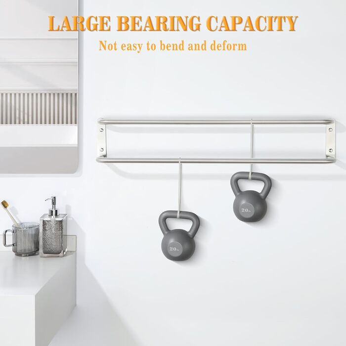 Тримач для рушників подвійний з нержавіючої сталі 304, 80 см, для ванної кімнати та кухні