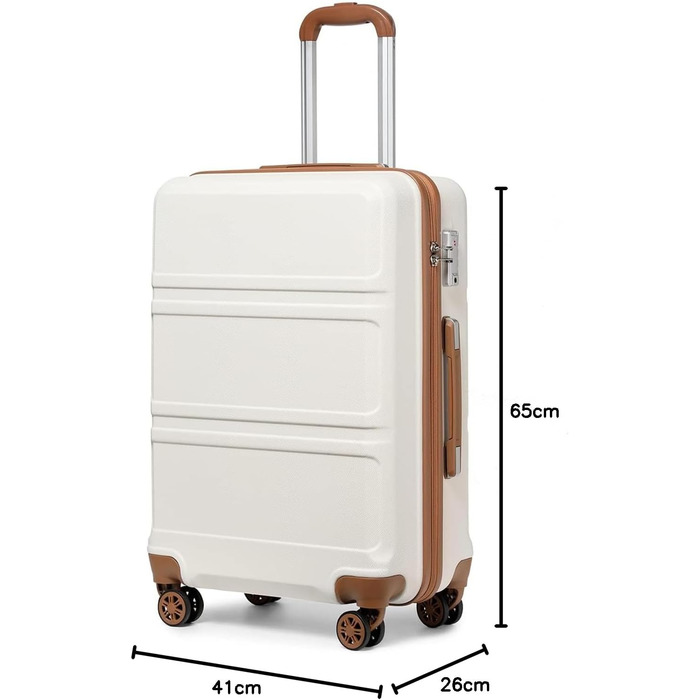 KONO Чемодан-Тролей 55 см, Кремовий Білий | Валіза для подорожей