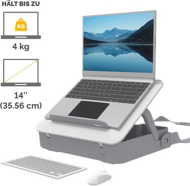 Підставка для ноутбука Fellowes Breyta™ 2-в-1 з сумкою, біла, регулювання висоти, екологічна