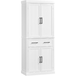 Шафа для зберігання Yaheetech 183,5 см, кухонна шафа з регульованими полицями та 2 шухлядами, багатоцільова шафа для дому, буфет для їдальні, велика, біла