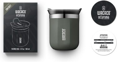 WACACO Octaroma Lungo: вакуумний термос для кави, 180 мл, сірий, з кришкою