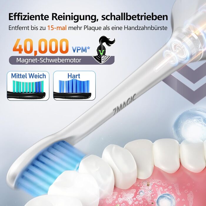 Електрична звукова зубна щітка Ritter Weisse з 5 режимами, таймером та акумулятором на 90 днів