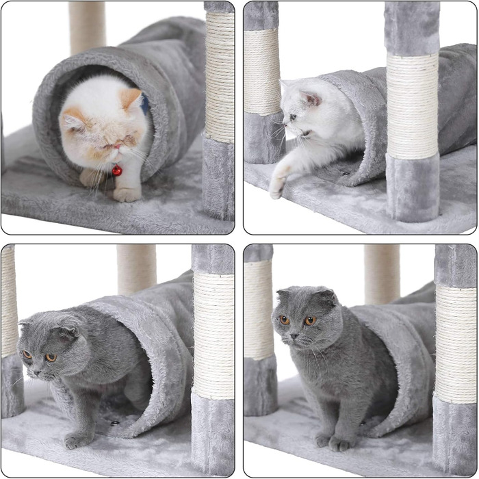 См, Стайня Cat Tree з 3 платформами, EMPJ030G (світло-сірий), 164