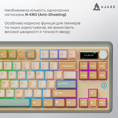 Бездротова механічна клавіатура Ajazz AK870 Jasmine Switch - Yellow (AK870-JS-YWG)