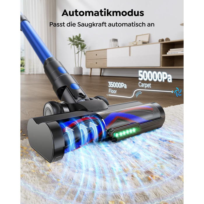 Акумуляторний пилосос SunSare бездротовий 600W 50000Pa 65хв з насадкою 1м, аромафункцією, гнучким шлангом, тримачем для зарядки, автоматичним режимом для підлоги, килимів, шерсті тварин