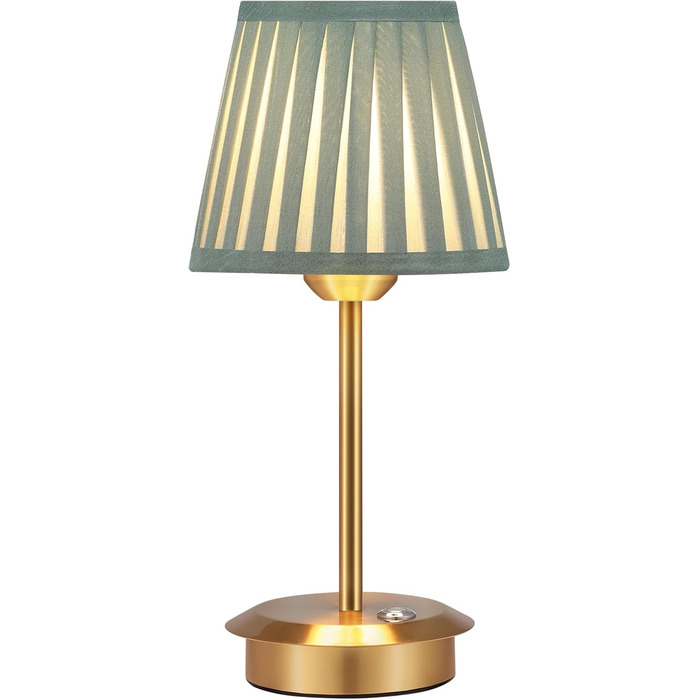 Настільна лампа OUSFOT бездротова, 3 режими яскравості, золота, вінтажний дизайн з абажуром для вітальні, кабінету, спальні, їдальні