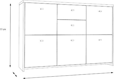 Комод, 5 дверей, 2 шухляди, Old-Wood Vintage & бетонний вигляд, 114x78x30 см