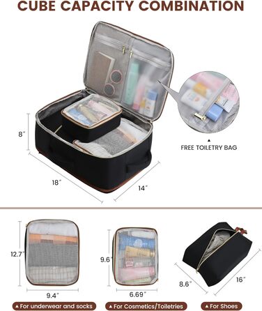 LOVEVOOK Рюкзак для ручної поклажі, дорожній рюкзак для жінок, водонепроникний, з відділенням для взуття, 17-дюймовий ноутбук, 40L, 45x36x20 см, Carry on Luggage (Чорний+сірий+коричневий)