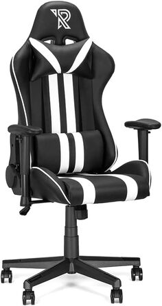Ігрове крісло Ranqer Felix - Професійне ігрове крісло - Ергономічне - 2D підлокітники - Спинка 180 - Подушка - Нейлоновий каркас - (чорний/білий)