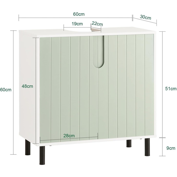 Підставка під раковину SoBuy 60 см, шафка для ванної кімнати з регульованою полицею, меблі для ванної кімнати, тумба під раковину 60x30x60 см, BZR139-GR