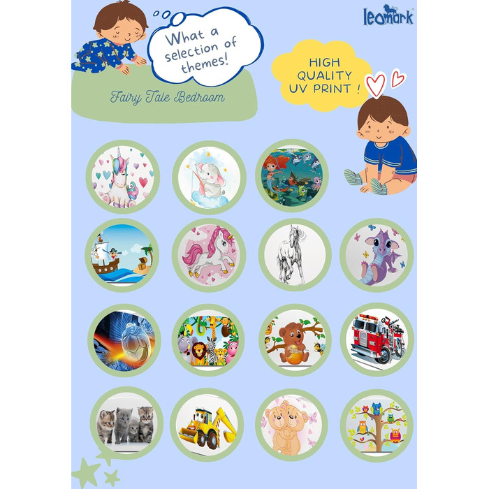 Дерев'яне ліжко Leomark Lovely Unicorn для дітей з матрацом, бортиками та ламелями, 70/140 см, з УФ-друком