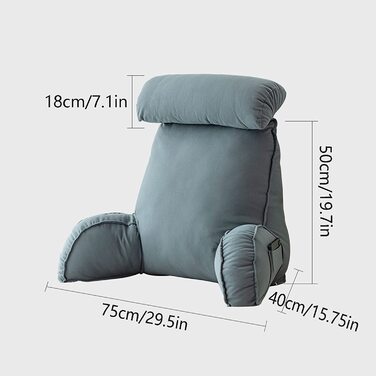 Підголовник HEATHE з підлокітниками, спинка для ліжка, подушка для читання з знімною подушкою для шиї та знімним чохлом, для читання або ігор на ліжку/дивані/підлозі Dream Orange 75×40×50cm (без підголівника)