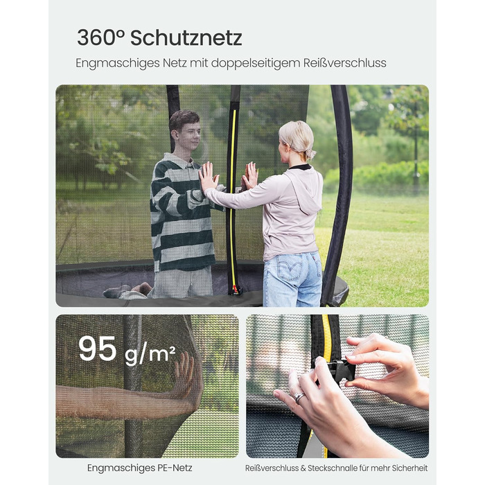 Батут SONGMICS вуличний Ø 244 см з захисною сіткою, драбиною та м'якими стійками - чорний