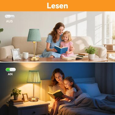 Настільна лампа OUSFOT бездротова, 3 режими яскравості, золота, вінтажний дизайн з абажуром для вітальні, кабінету, спальні, їдальні