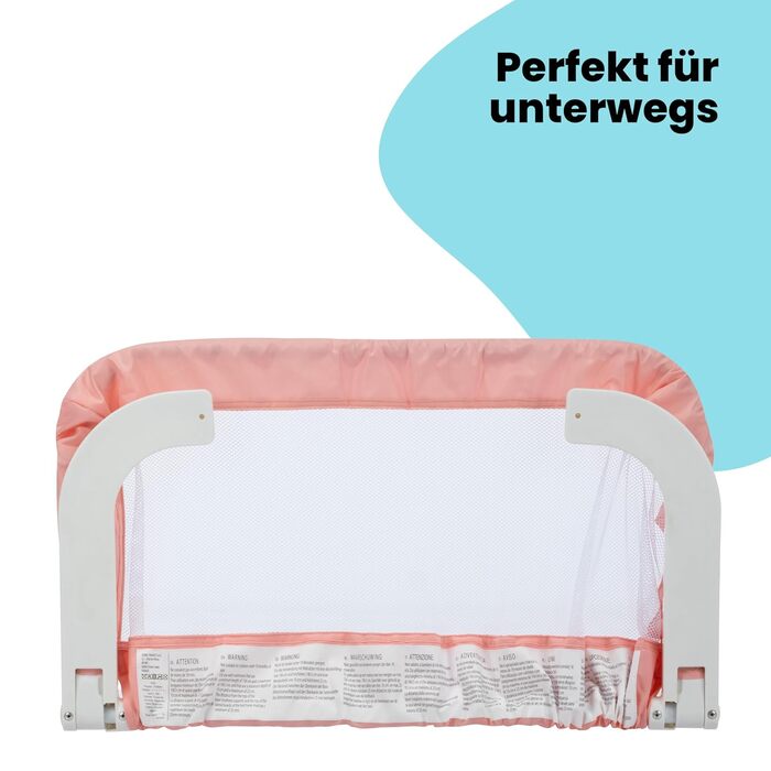 Бортик для ліжка Safety 1st портативний, рожевий - захист від випадання для дітей (18 міс - 5 років), легко монтується, з автоматичним замком