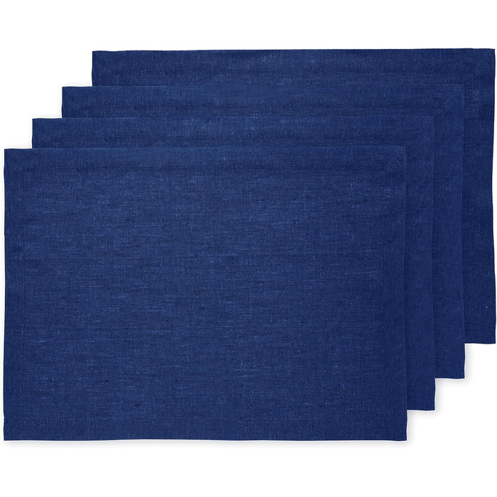Набори для сервірування столу Solino Home Athena з чистої льону, блакитні, 35,6 x 48,3 см, 4 шт. – 100% льон, ручна робота, можна прати в пральній машині