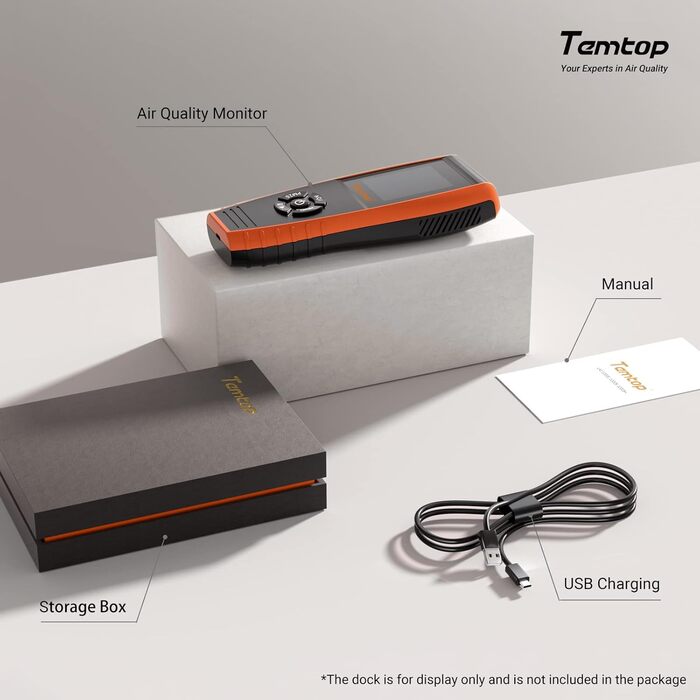 Детектор якості повітря Temtop LKC-1000S+ для дому: формальдегід, HCHO, TVOC, PM2.5, PM10, AQI, експорт даних
