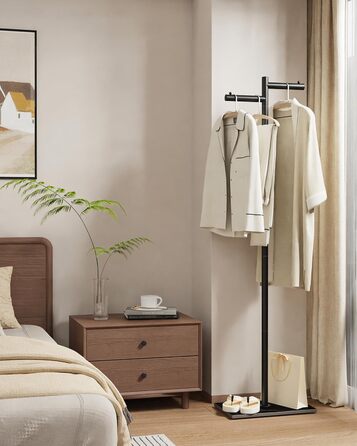 Підлоговий вішак для одягу Metall, 175 см, білий. Підходить для курток, шапок, сумок. Стабільна база, розмір 39x26x175 см.