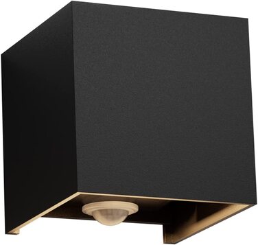Klighten Зовнішня лампа з датчиком руху 12W, IP65, 3000K тепле біле світло, для внутрішнього та зовнішнього використання, регульований світловий потік, чорний колір