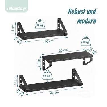 Набір полиць для стін Relaxdays (3 розміри)