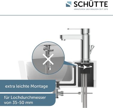 Змішувач для ванної кімнати Schütte ELEPHANT з нержавіючої сталі, з клапаном зливу, хром, 34210
