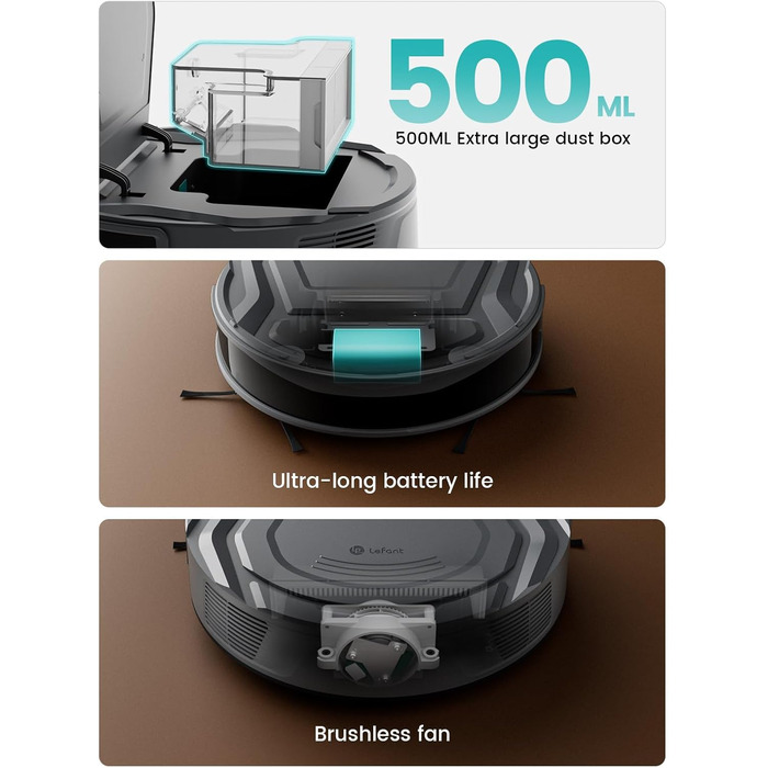 Робот-пилосос LEFANT 2200 Pa з керуванням через додаток, тихий, для тварин та твердих поверхонь (M210P-1)