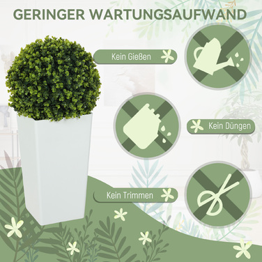 Набір з 2 штучних евкаліптових куль 65 см, штучна рослина з захистом від УФ-випромінювання, 330 листків у горщику, зелений