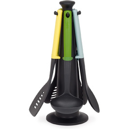 Набір кухонних аксесуарів Joseph Joseph Duo (5 шт) з підставкою, силіконові ручки, термостійкий, Opal