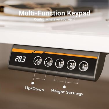 Регульований стіл Claiks з склоповерхнею 120x60 см, електричний, для дому та офісу, комп'ютерний, сучасний, білий