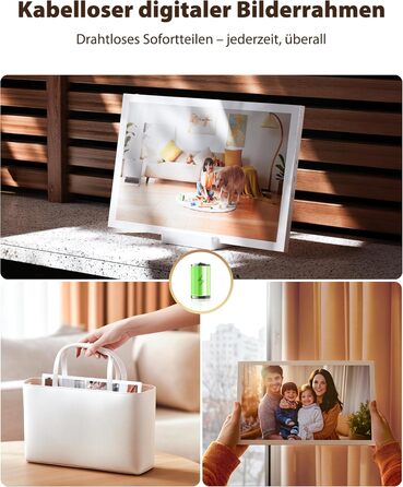 Цифровий фоторамка 10.1 дюйма Wi-Fi з 64 ГБ пам'яті, IPS сенсорний дисплей 1280*800, ділитися фото/відео через додаток Frameo