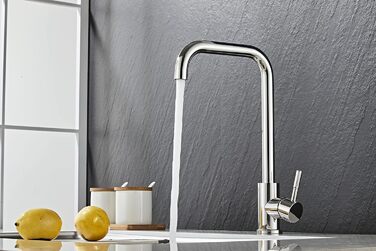 Змішувач для кухні для ванни AIYA з нержавіючої сталі Кутовий водостік Позачасовий і сучасний дизайн з Данії Змішувач одноважільний Змішувач для кухні Висока якість і довговічність (полірований)